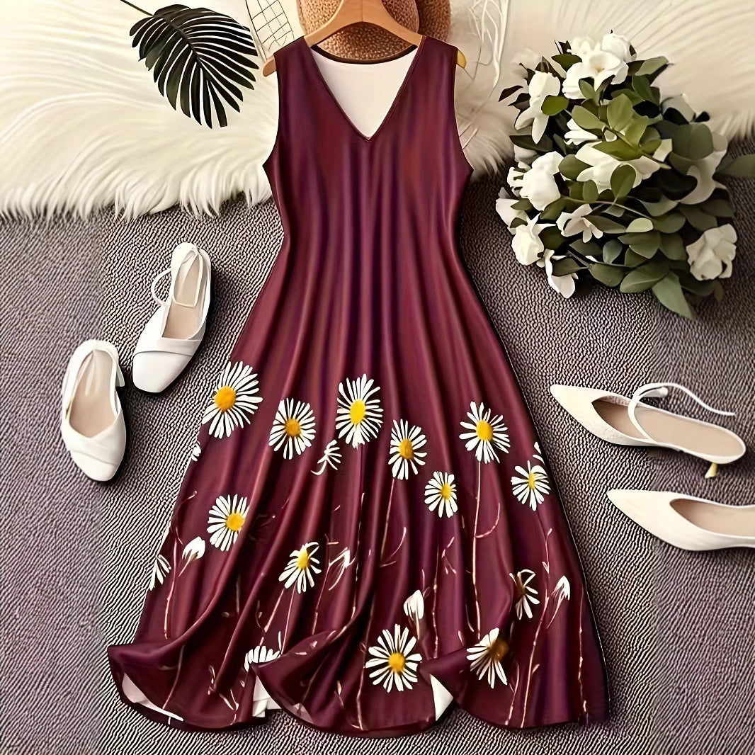 Fashion Printed Sleeveless Vest Dress