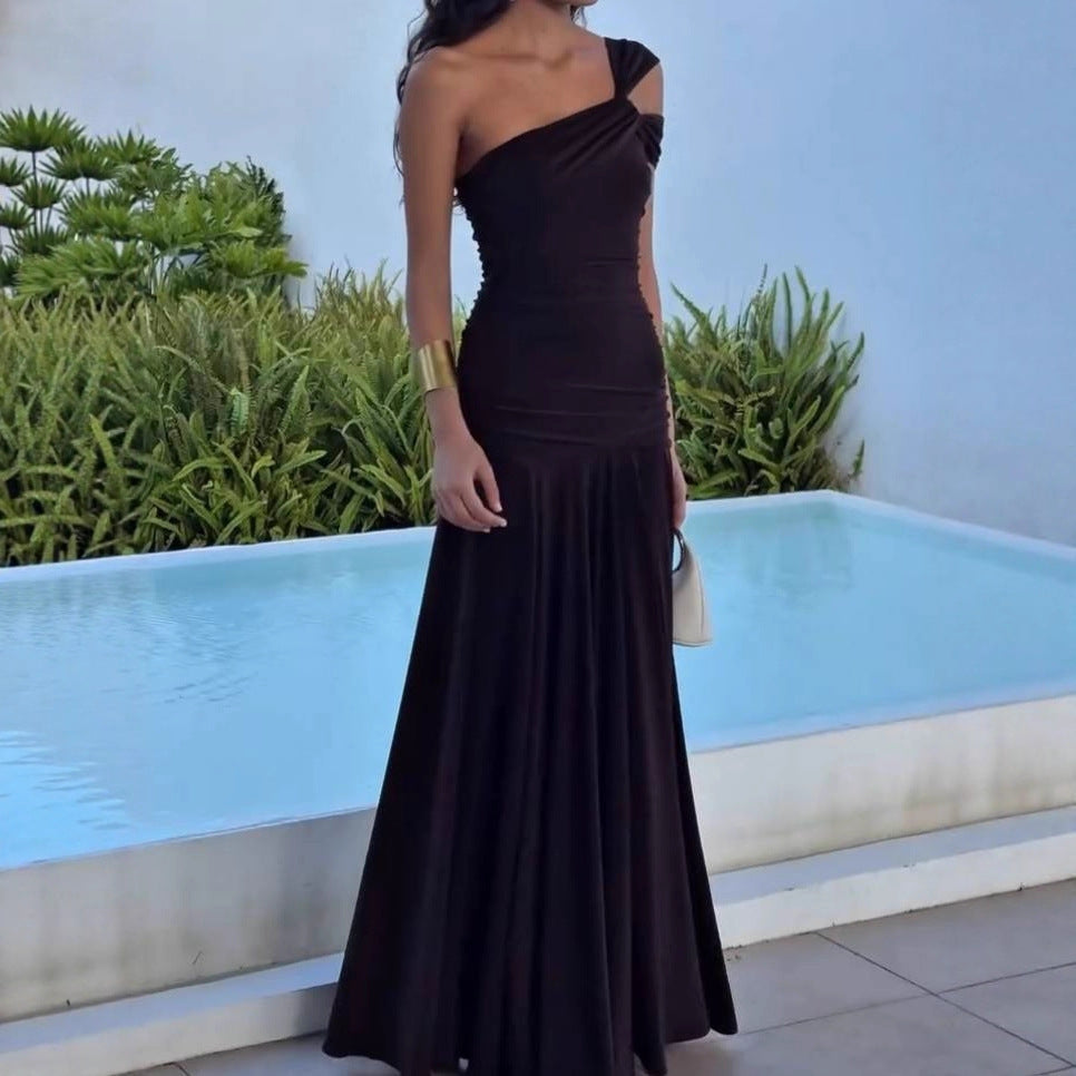 Women's Spring Summer Fashion Slim Fit Diagonal Collar Sleeveless Dress SuzyFlo