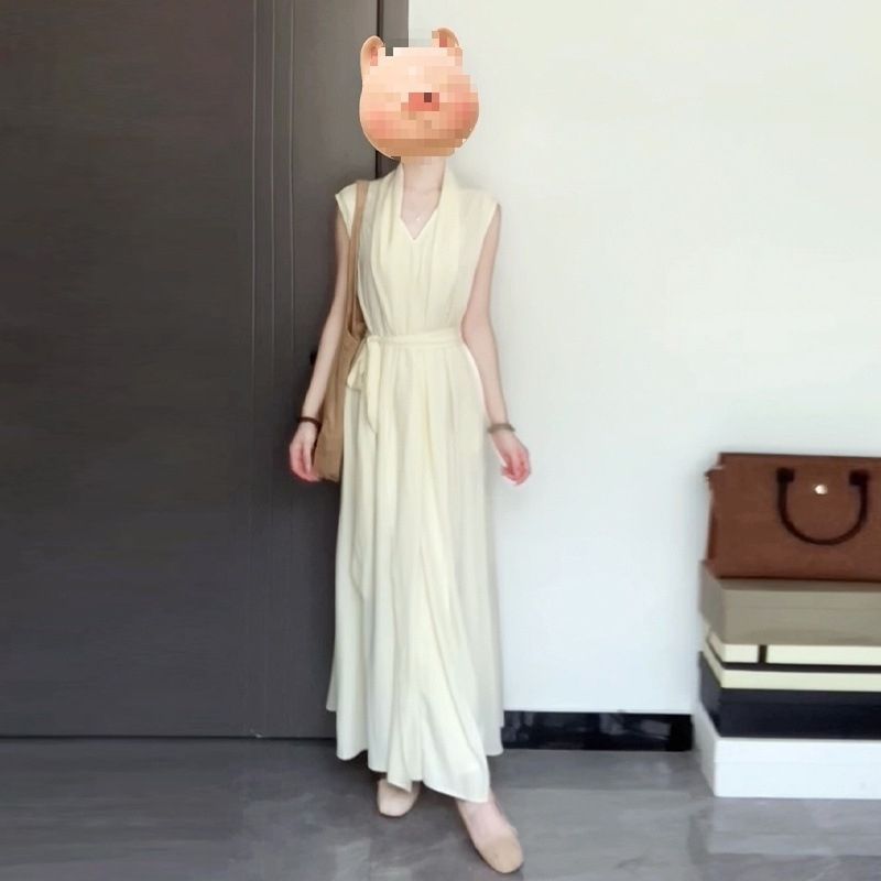 Linen French Style Summer Elegance Sleeveless Dress