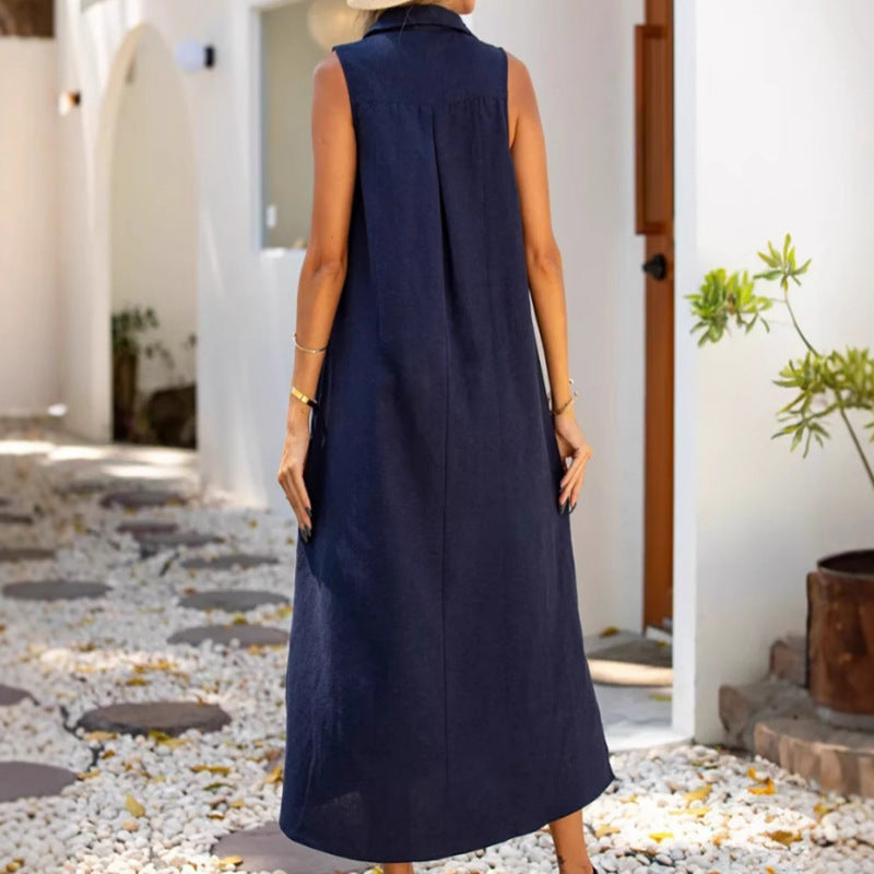 V-neck Loose Casual Sleeveless Women's Dress