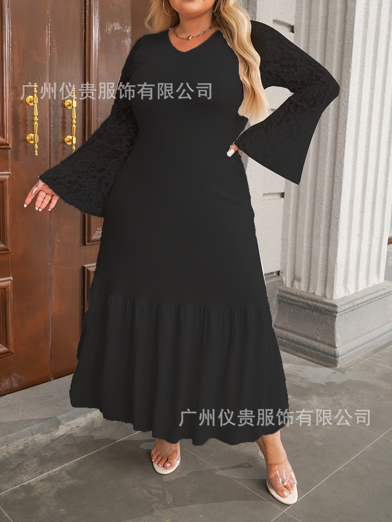 Casual Ladies Plus-sized Elegant Lace Dress