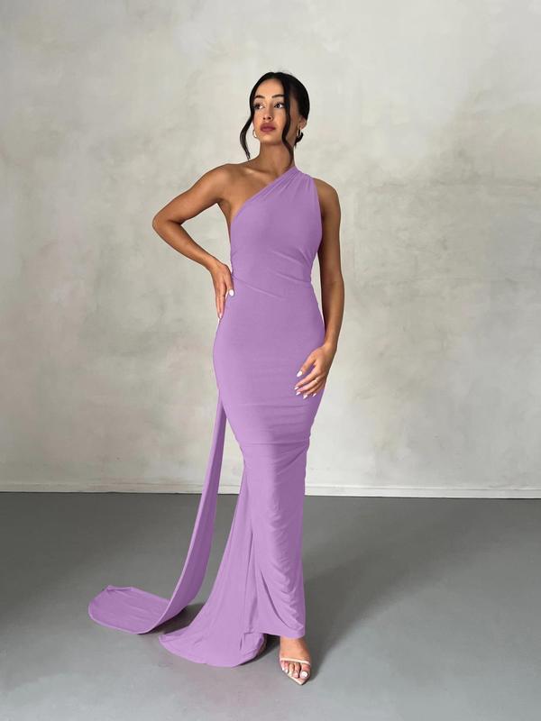 Women's Fashion Plain Sling Collar Tight Dress