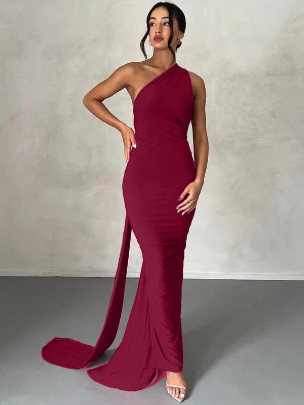 Women's Fashion Plain Sling Collar Tight Dress