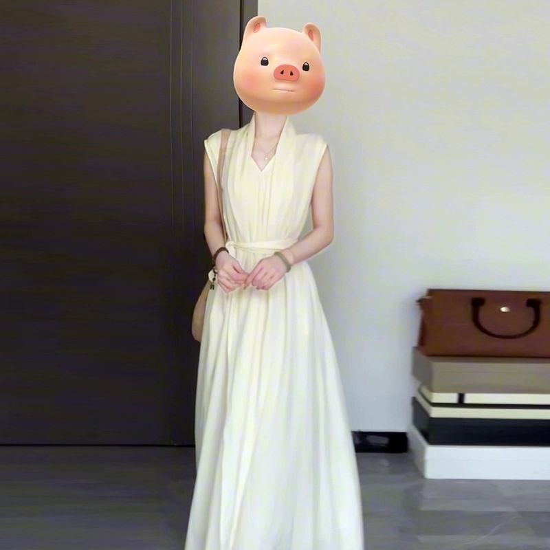 Linen French Style Summer Elegance Sleeveless Dress