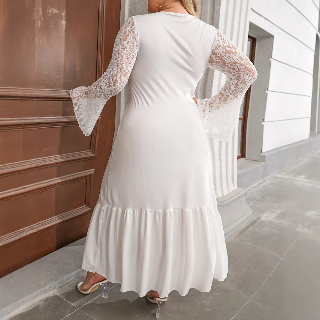 Casual Ladies Plus-sized Elegant Lace Dress