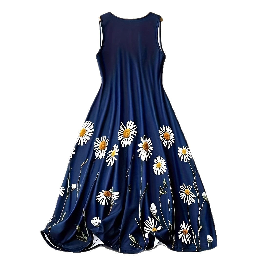 Fashion Printed Sleeveless Vest Dress