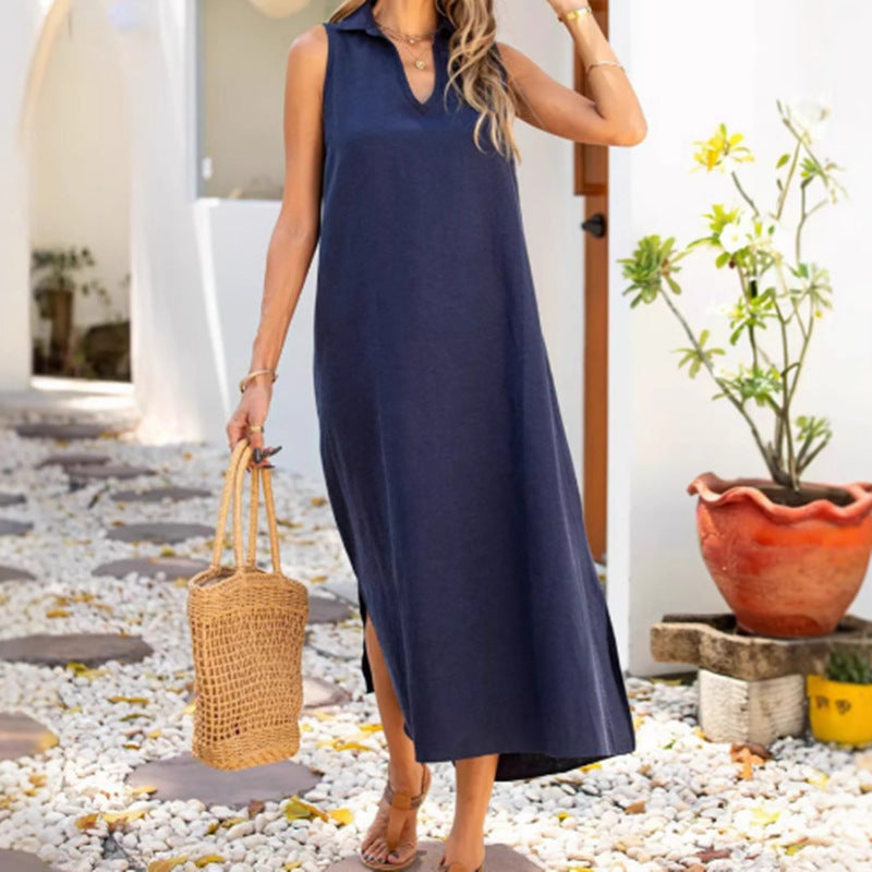 V-neck Loose Casual Sleeveless Women's Dress