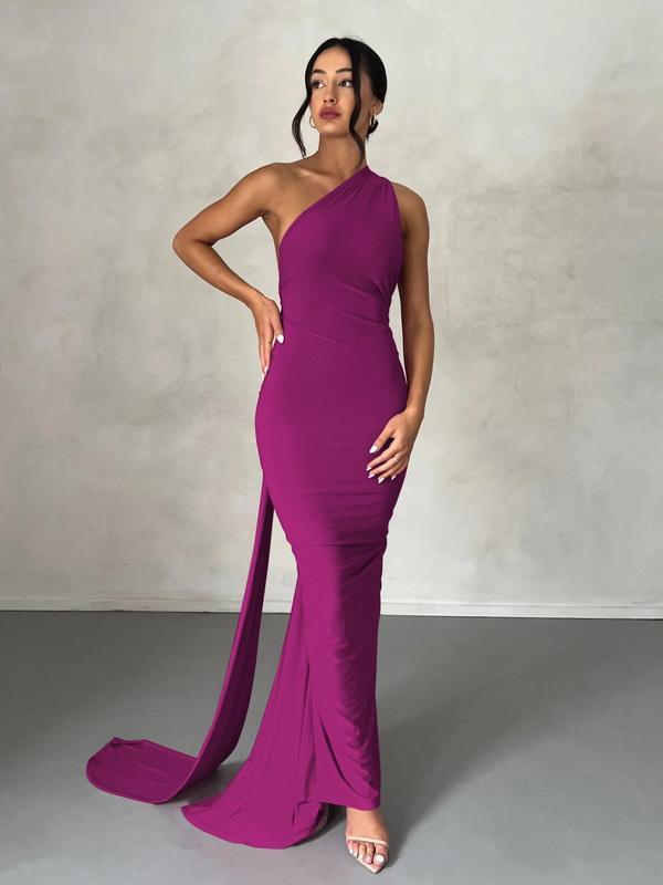 Women's Fashion Plain Sling Collar Tight Dress