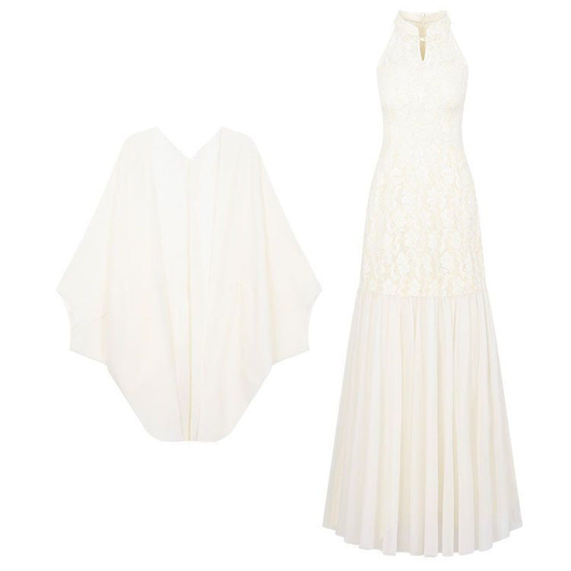 New Chinese Gentle Temperament Jacquard Sleeveless Halter Dress