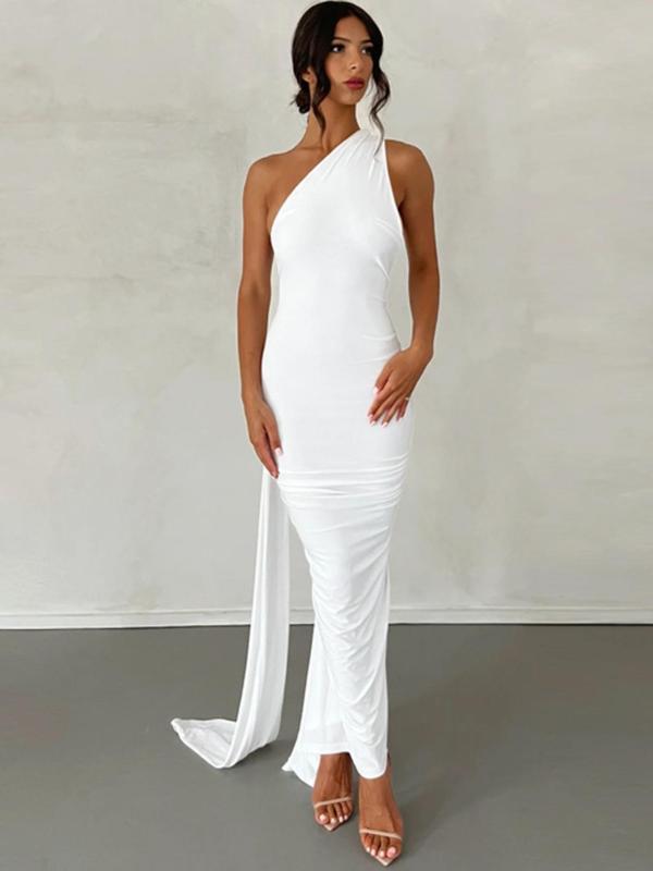 Women's Fashion Plain Sling Collar Tight Dress