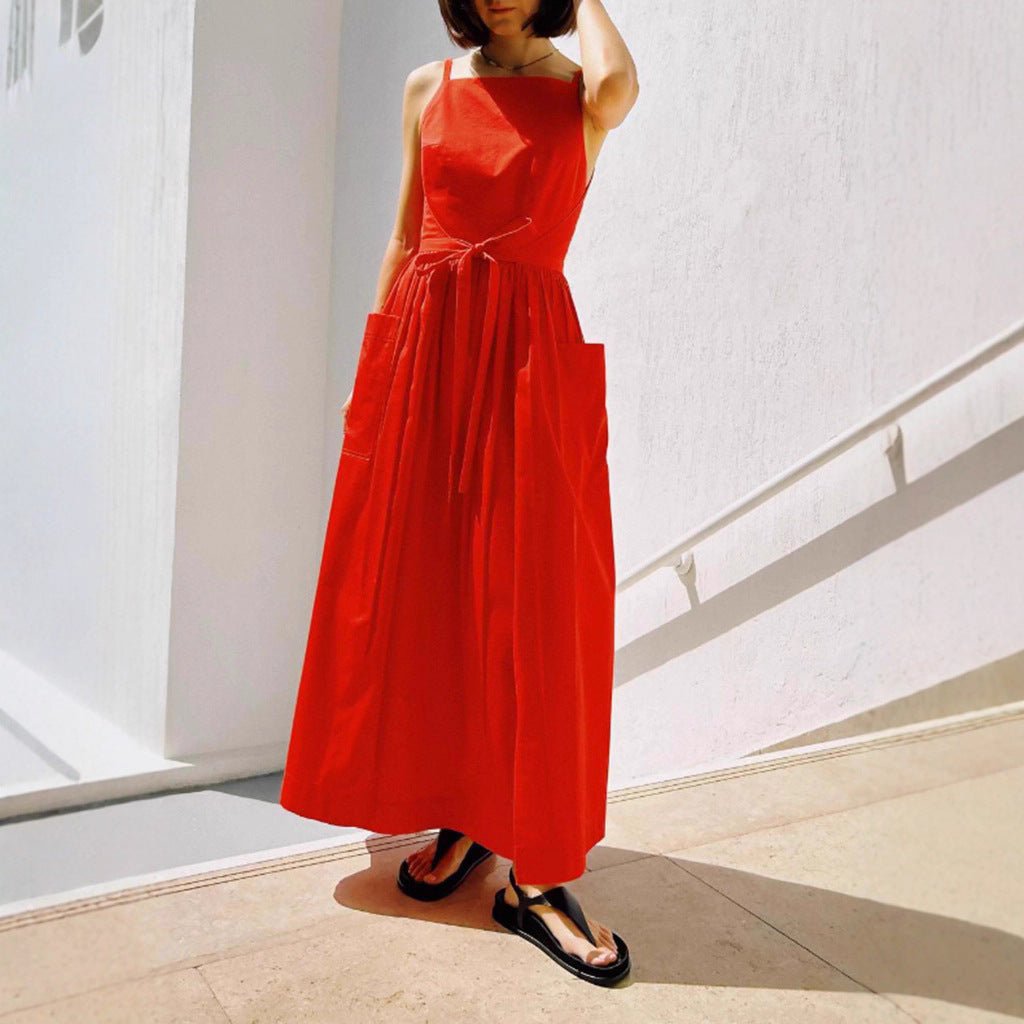 Female Solid Color Casual Sleeveless Fashion Dress