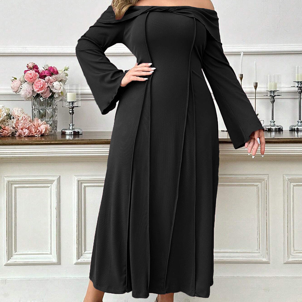 Elegant Intellectual Word Collar Adult Lady Like Woman Elegant Dress