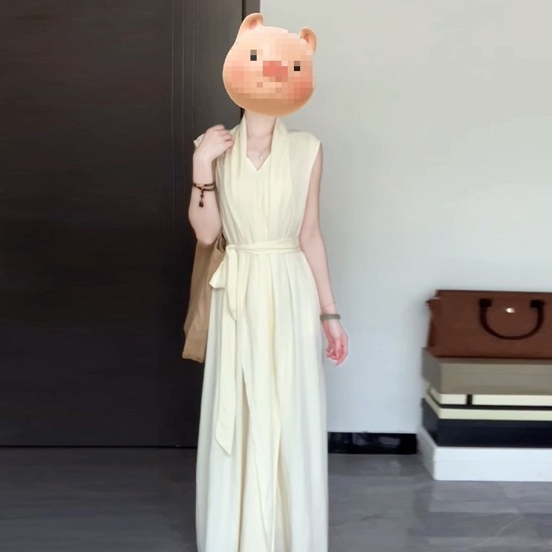 Linen French Style Summer Elegance Sleeveless Dress