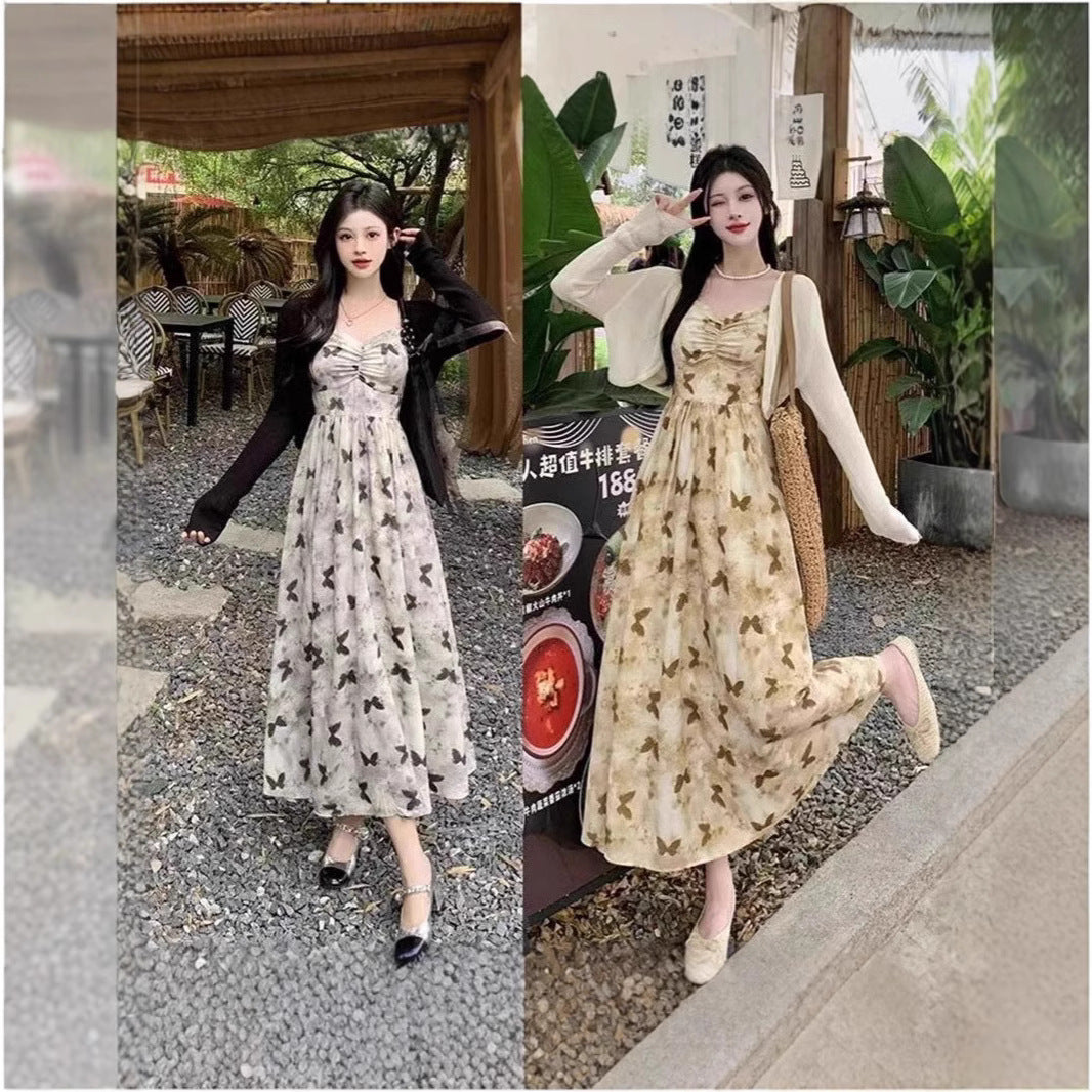 Summer French Style Gentle Pansy Sling Dress