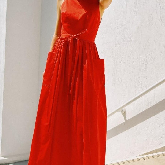 Female Solid Color Casual Sleeveless Fashion Dress