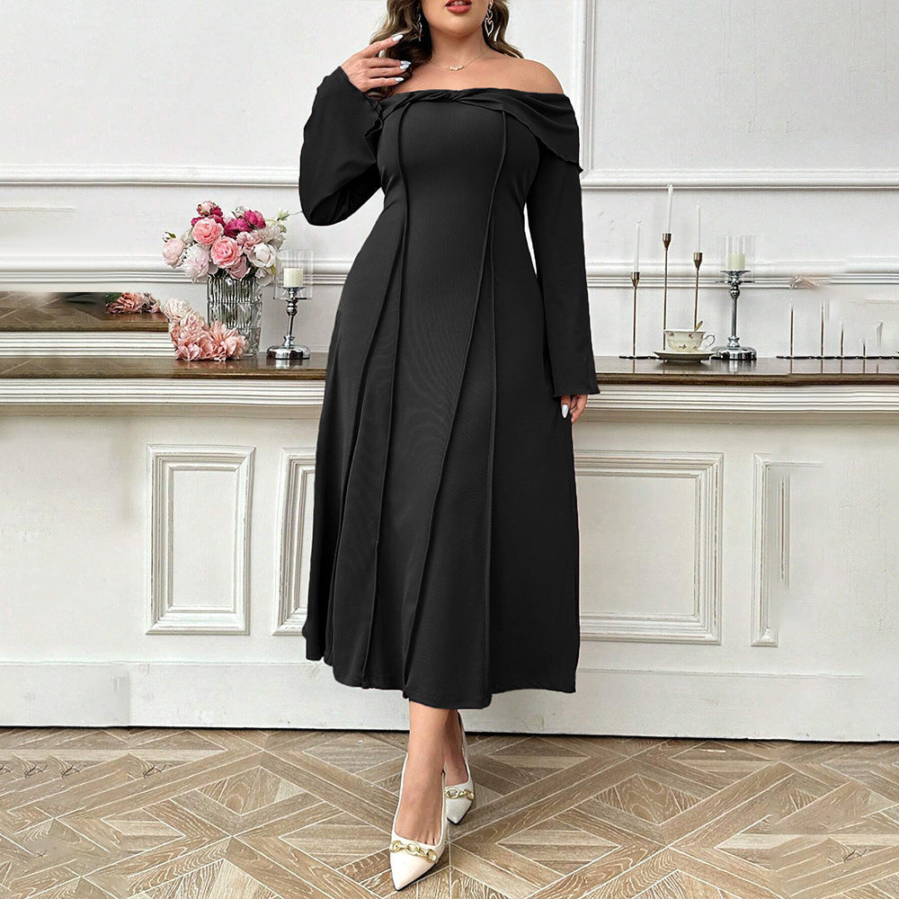 Elegant Intellectual Word Collar Adult Lady Like Woman Elegant Dress