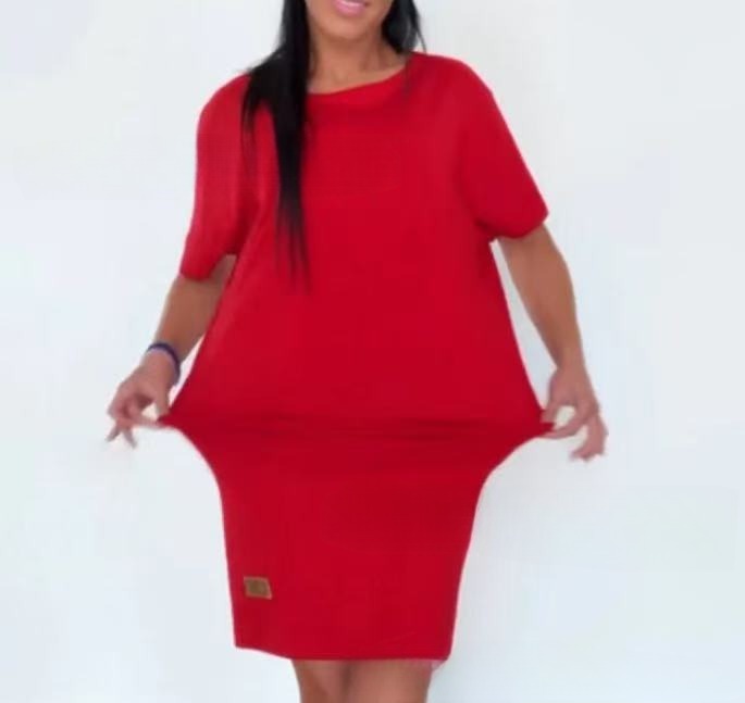Sports Casual Knitted Short Sleeve Dress