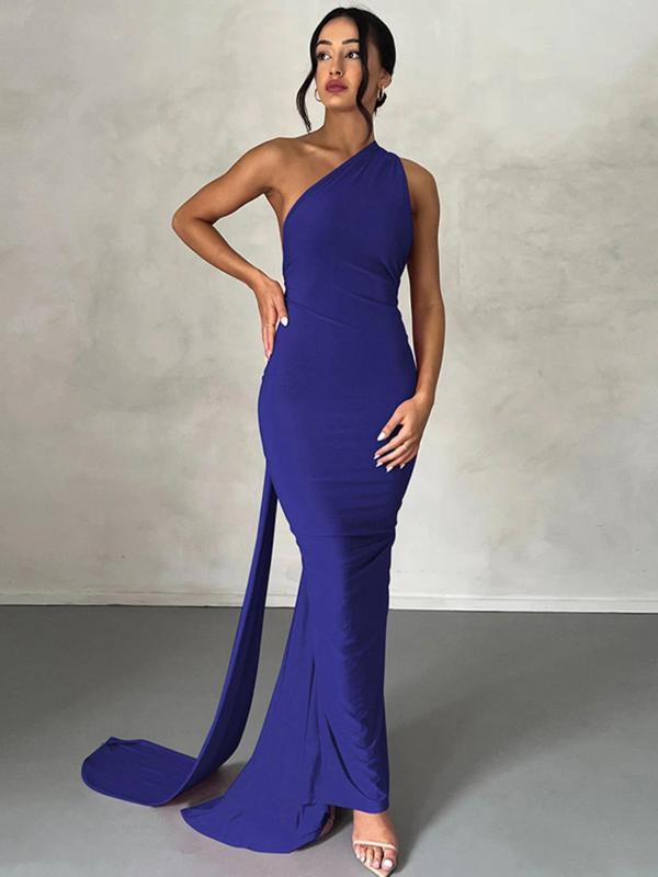 Women's Fashion Plain Sling Collar Tight Dress