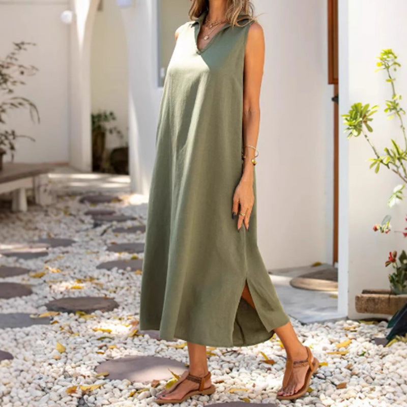 V-neck Loose Casual Sleeveless Women's Dress