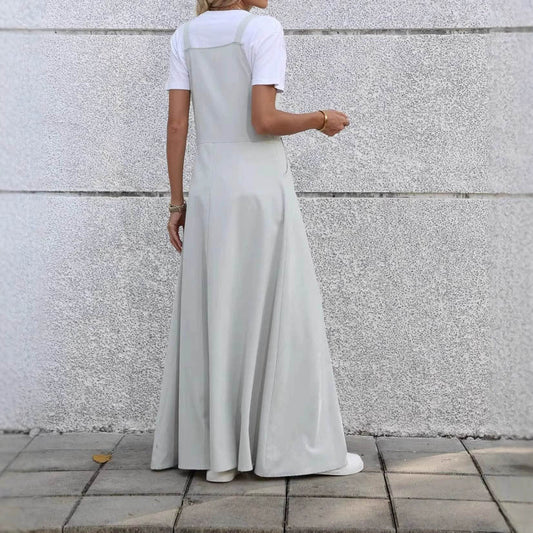 Comfort And Casual Design Waist Pleated Slimming Elegant One-piece Suspender Dress SuzyFlo