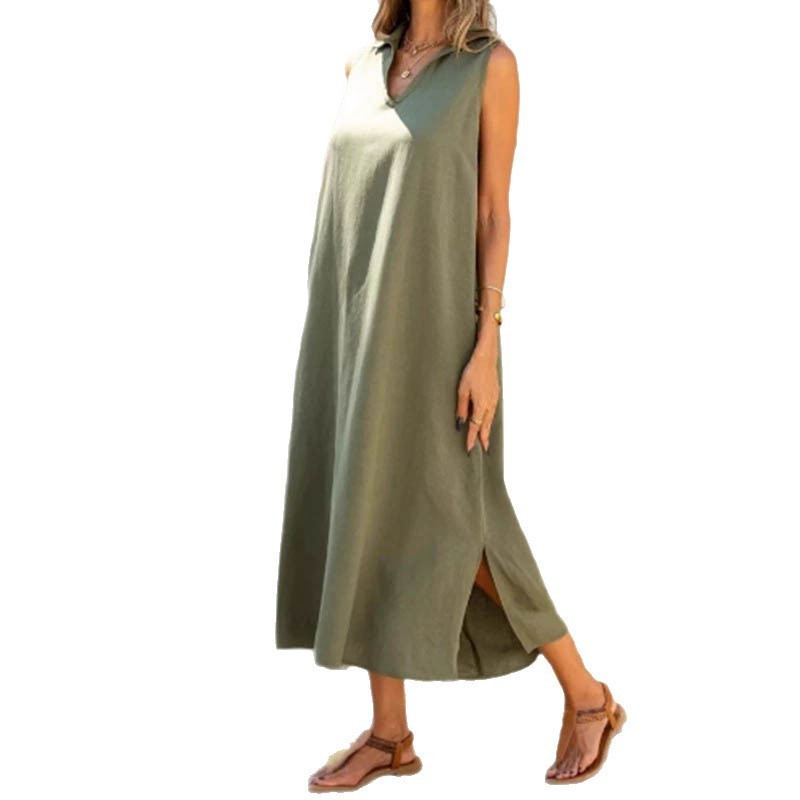 V-neck Loose Casual Sleeveless Women's Dress