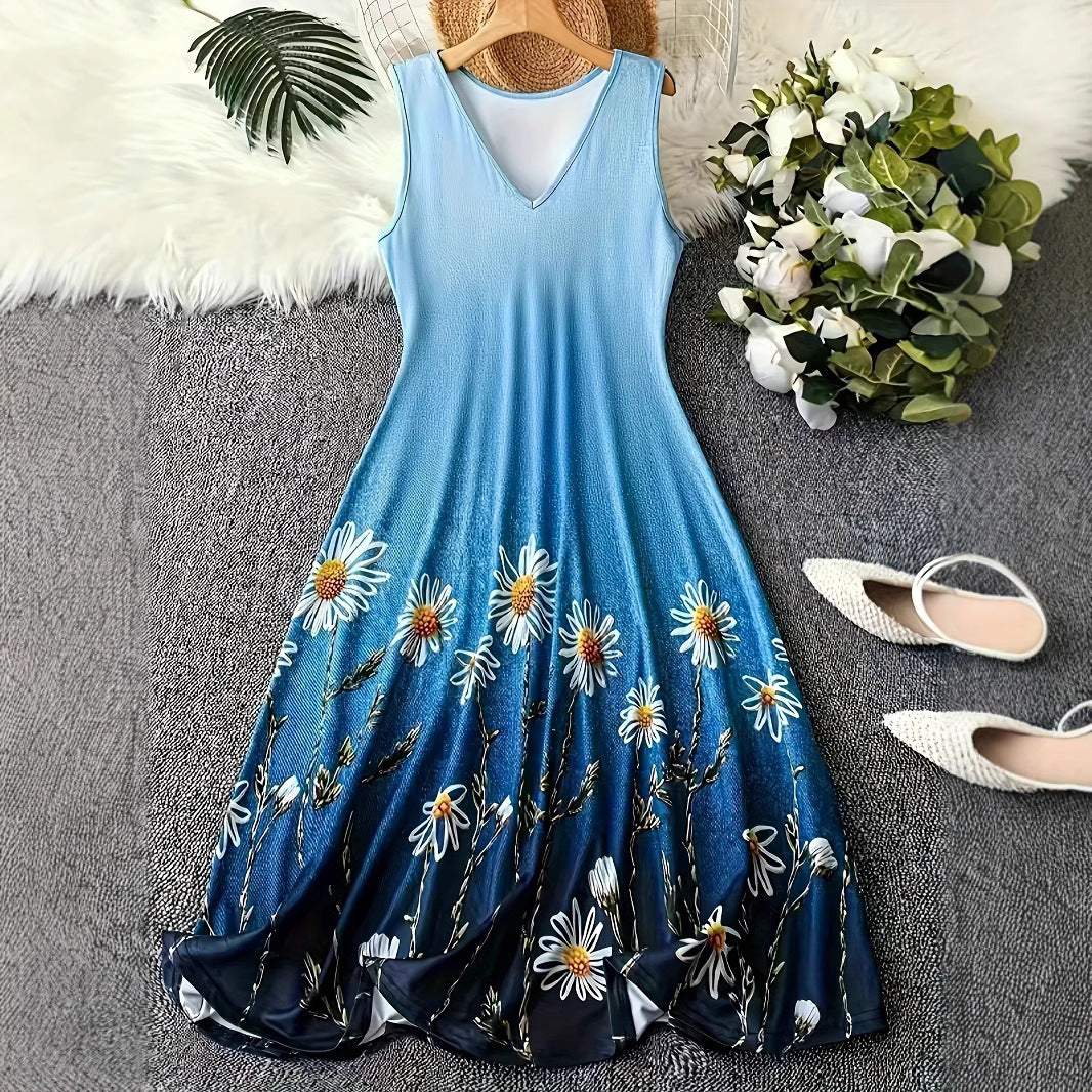 Fashion Printed Sleeveless Vest Dress