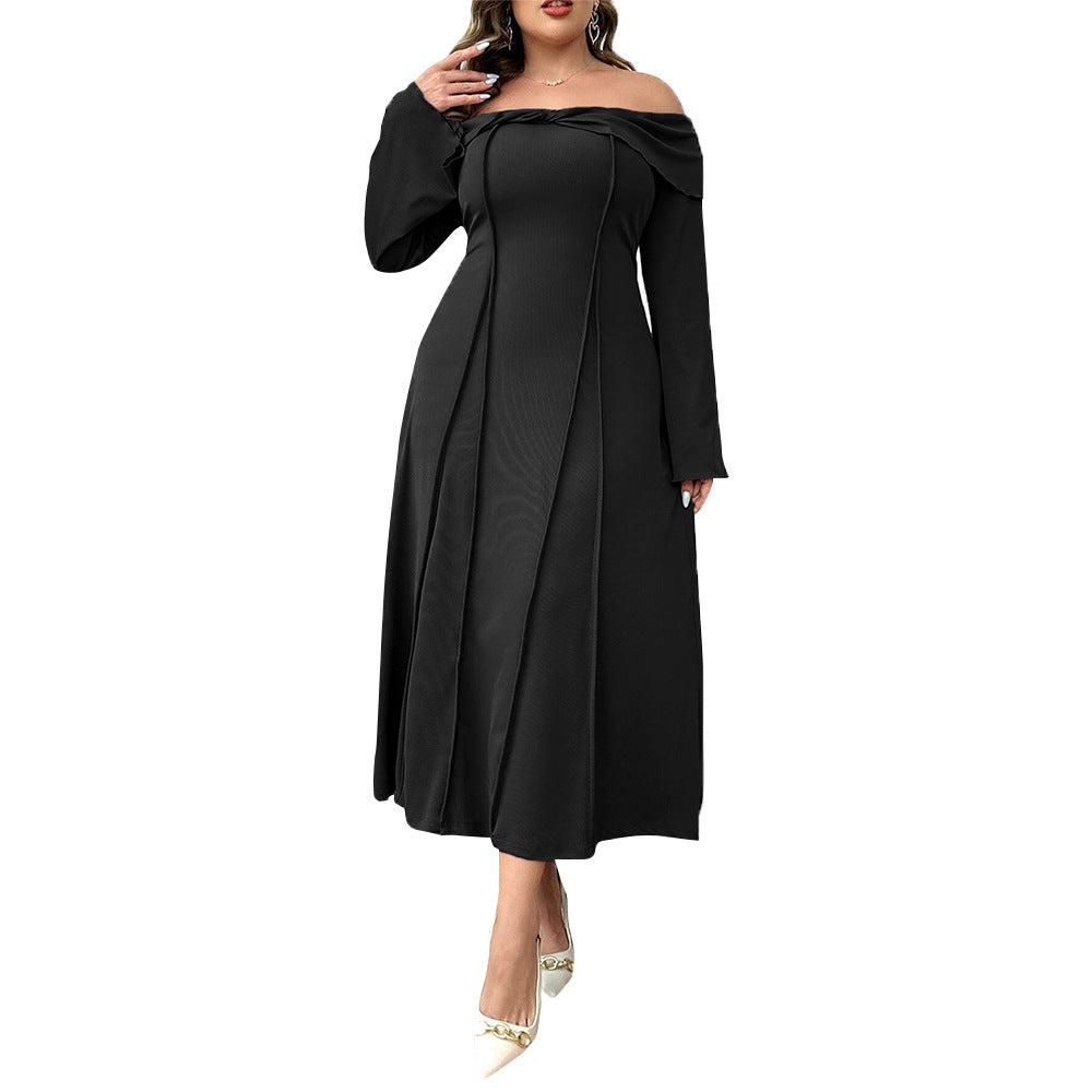 Elegant Intellectual Word Collar Adult Lady Like Woman Elegant Dress