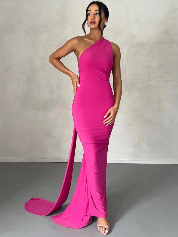 Women's Fashion Plain Sling Collar Tight Dress