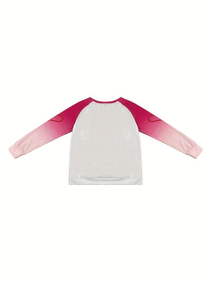 Cozy Heart Print Crew Neck Pullover Sweatshirt - Soft Micro Elastic Polyester, Random Heart Pattern, Machine Washable, Casual Long Sleeve Womens Clothing for Fall/Winter Season