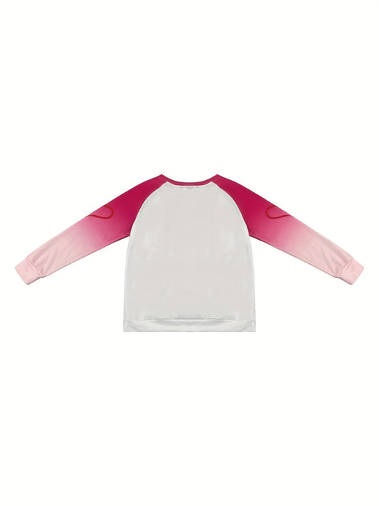 Cozy Heart Print Crew Neck Pullover Sweatshirt - Soft Micro Elastic Polyester, Random Heart Pattern, Machine Washable, Casual Long Sleeve Womens Clothing for Fall/Winter Season SuzyFlo