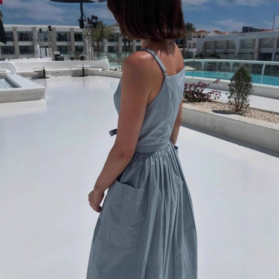 Female Solid Color Casual Sleeveless Fashion Dress
