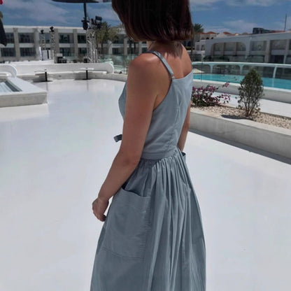 Female Solid Color Casual Sleeveless Fashion Dress