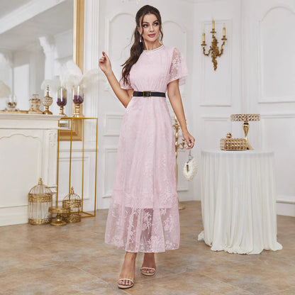 Lace Elegant Women's Dress Including Belt