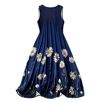 Fashion Printed Sleeveless Vest Dress