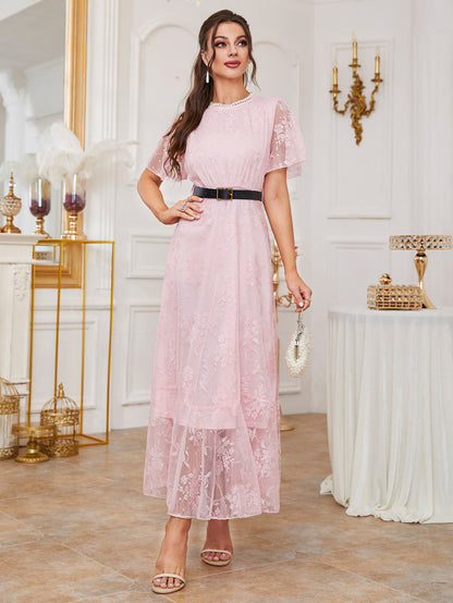 Lace Elegant Women's Dress Including Belt