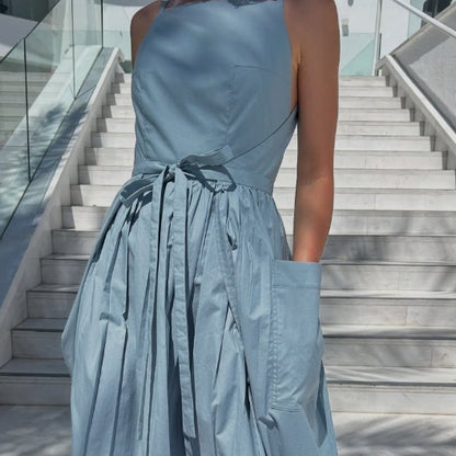 Female Solid Color Casual Sleeveless Fashion Dress