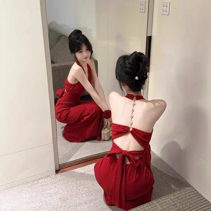 Chic And Beautiful Halter Strap Backless Sling Dress