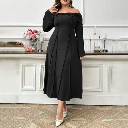 Elegant Intellectual Word Collar Adult Lady Like Woman Elegant Dress