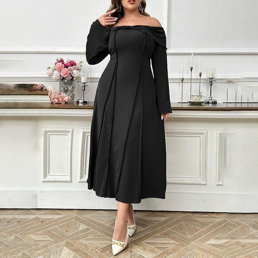 Elegant Intellectual Word Collar Adult Lady Like Woman Elegant Dress