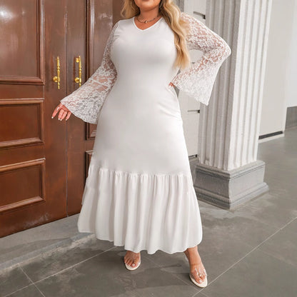 Casual Ladies Plus-sized Elegant Lace Dress