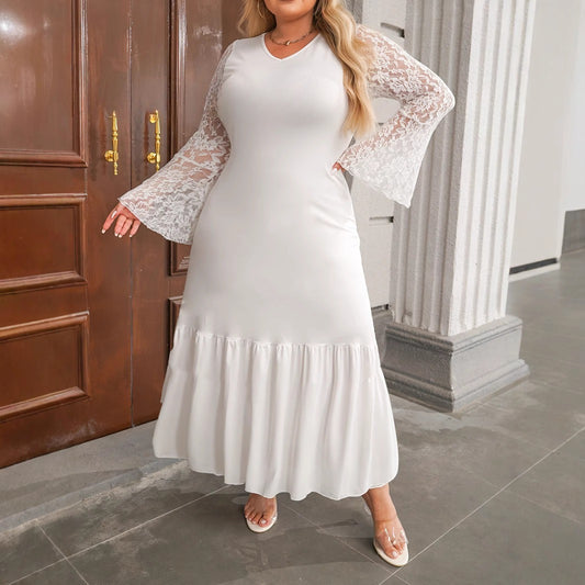 Casual Ladies Plus-sized Elegant Lace Dress