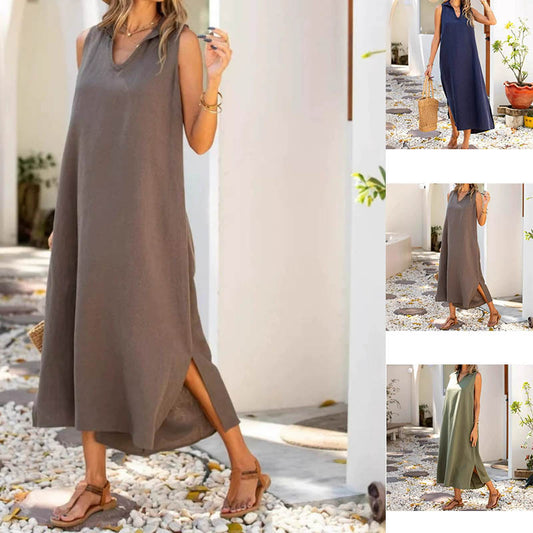 V-neck Loose Casual Sleeveless Women's Dress