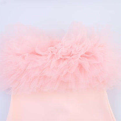 Temperament Slimming Chest Furry Tube Top Dress