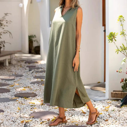 V-neck Loose Casual Sleeveless Women's Dress