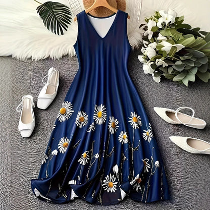 Fashion Printed Sleeveless Vest Dress