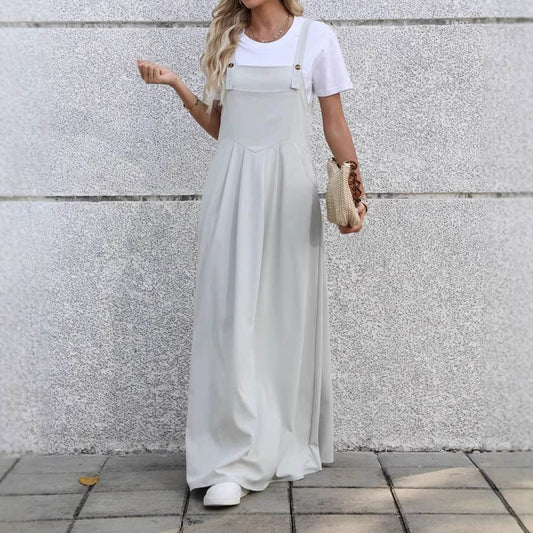 Comfort And Casual Design Waist Pleated Slimming Elegant One-piece Suspender Dress