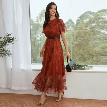 Lace Elegant Women's Dress Including Belt