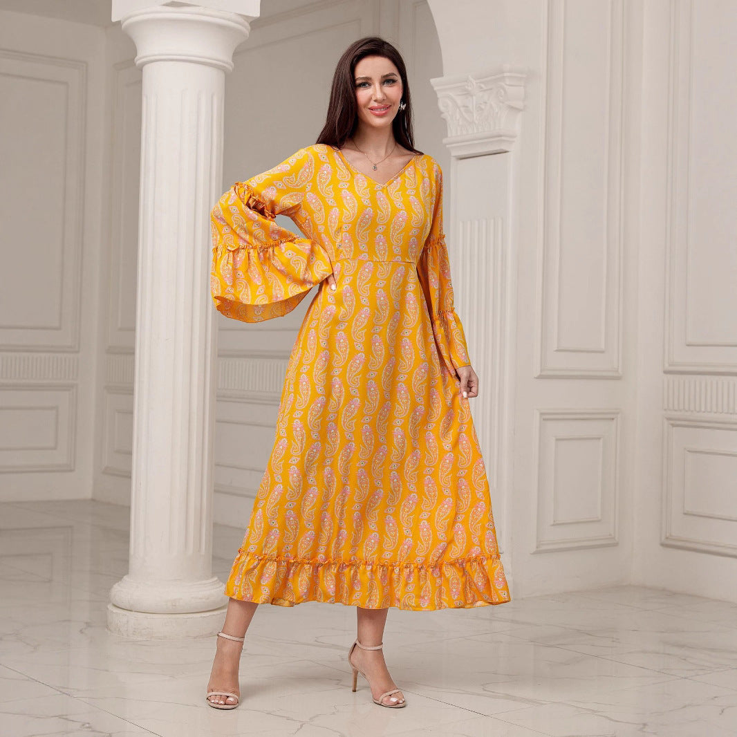 Elegant Digital Printing Plus Size Dress