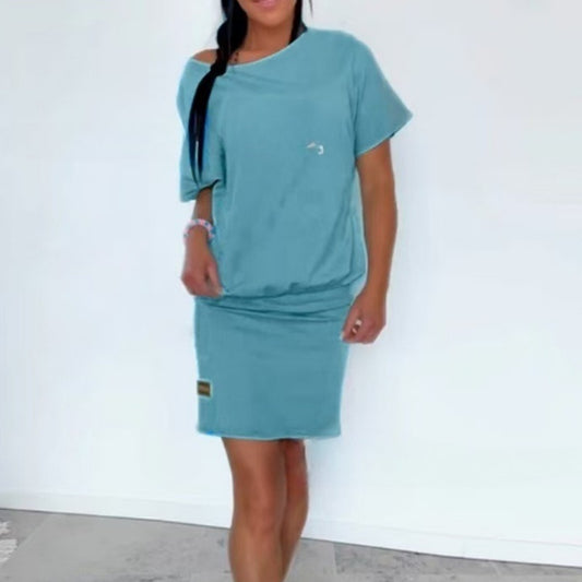 Sports Casual Knitted Short Sleeve Dress