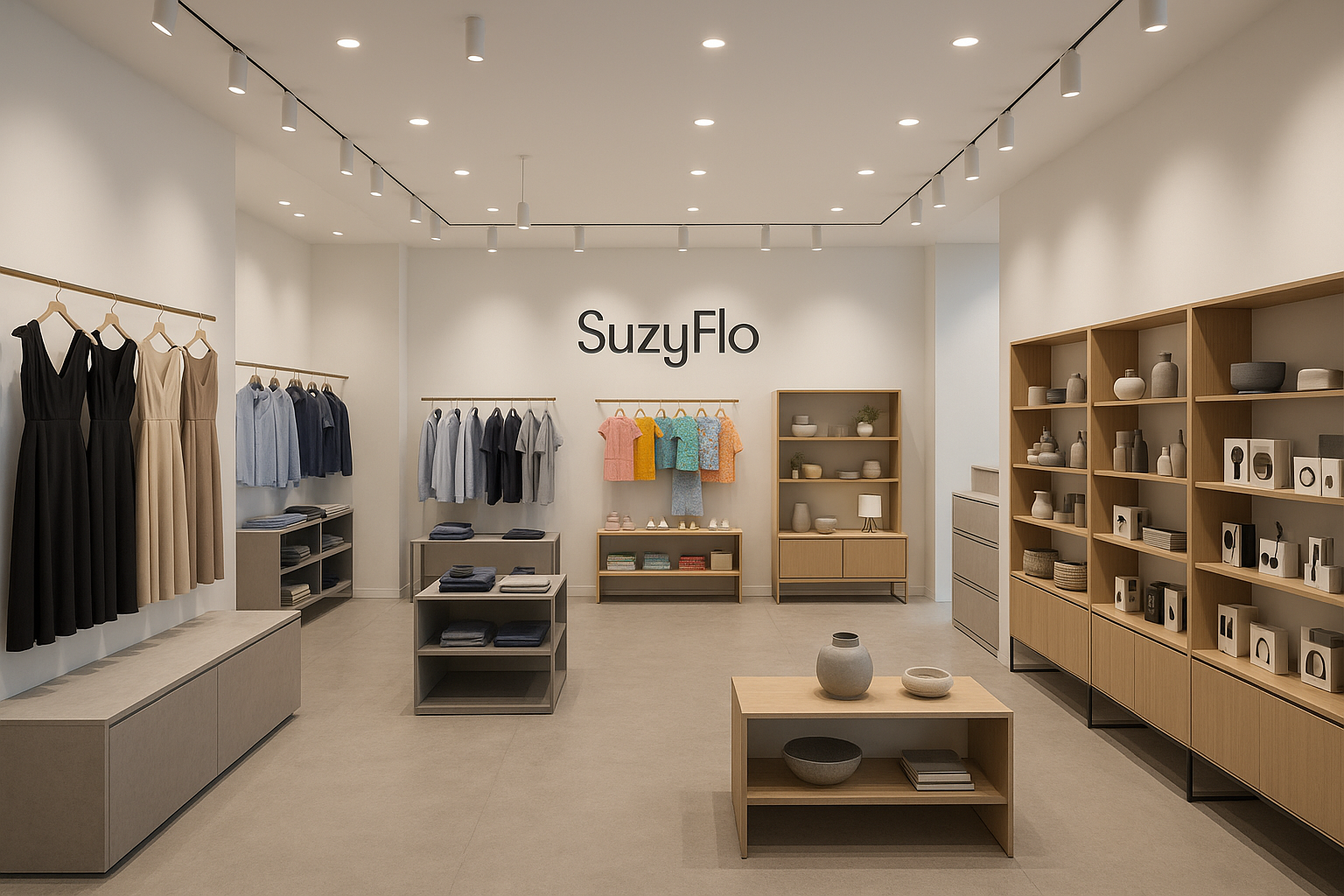SuzyFlo modern store with dresses chlotes for mens and kids, accesories for home for cars electronics accesories